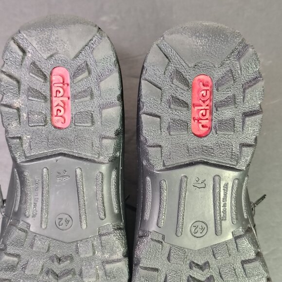 Reiker Walking Shoes Size 42 L71542 Black Leather Zip Ankle Boots Womens - Picture 13 of 15